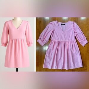 Pomander Place Lizzie Dress Womens Medium Pink Babydoll Puff 3/4 Sleeve Mini V